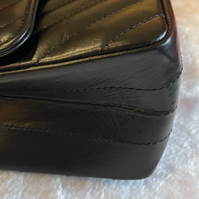 全新CHANEL 經典款 mini reissue 2.55 黑色 霧金鍊-6