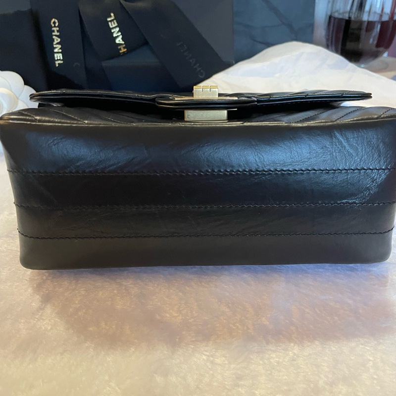 全新CHANEL 經典款 mini reissue 2.55 黑色 霧金鍊-7