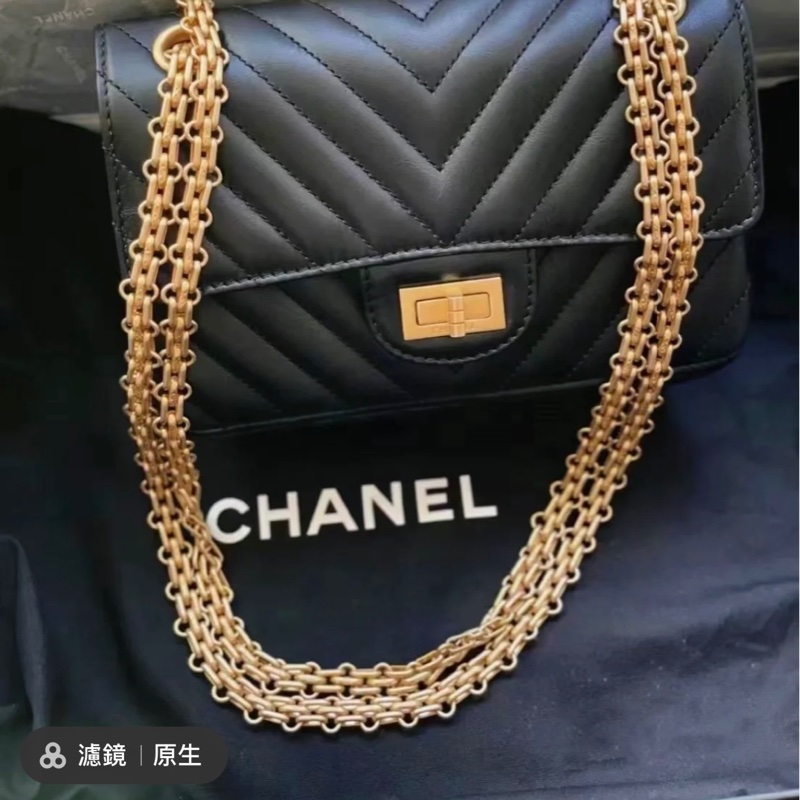 全新CHANEL 經典款 mini reissue 2.55 黑色 霧金鍊-10