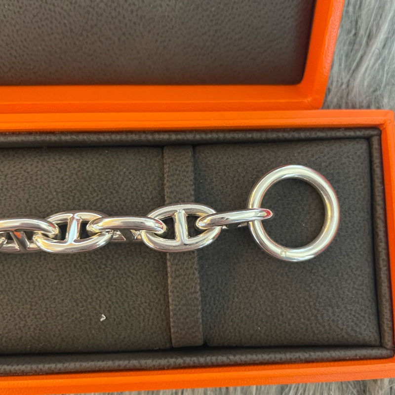 全新愛馬仕豬鼻子M 號純銀925手鍊-1