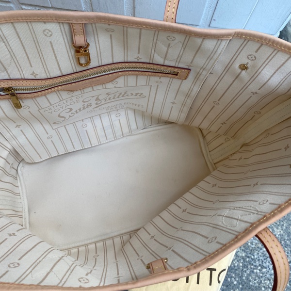 近新LOUIS VUITTON LV白棋盤格N51107中款NEVERFULL肩背包MM-4