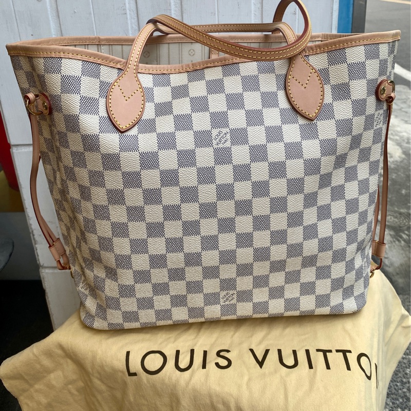 近新LOUIS VUITTON LV白棋盤格N51107中款NEVERFULL肩背包MM-7