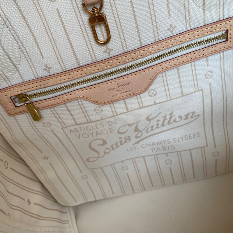 近新LOUIS VUITTON LV白棋盤格N51107中款NEVERFULL肩背包MM-8