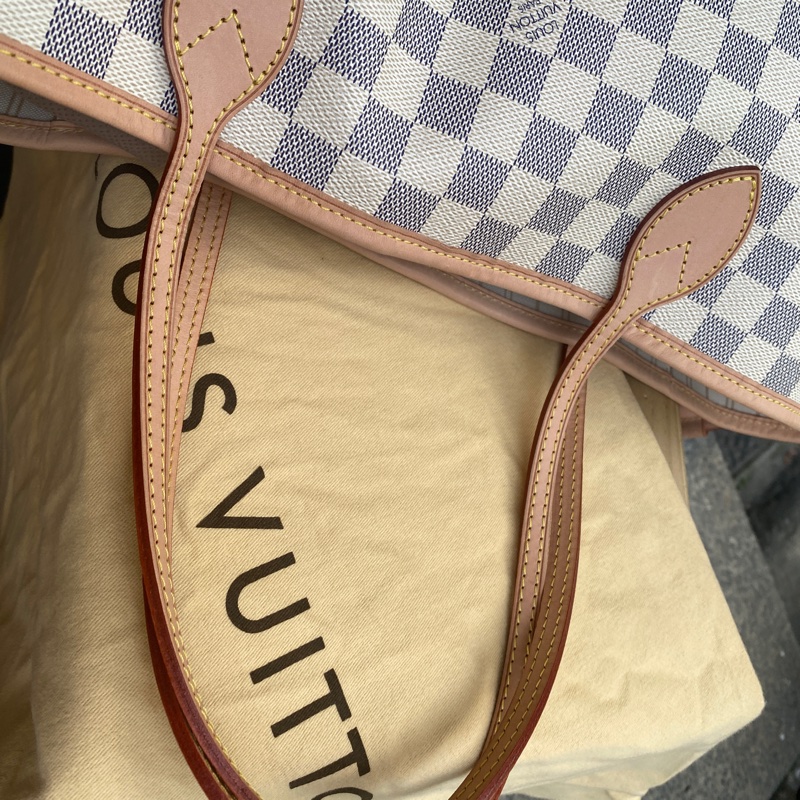 近新LOUIS VUITTON LV白棋盤格N51107中款NEVERFULL肩背包MM-10