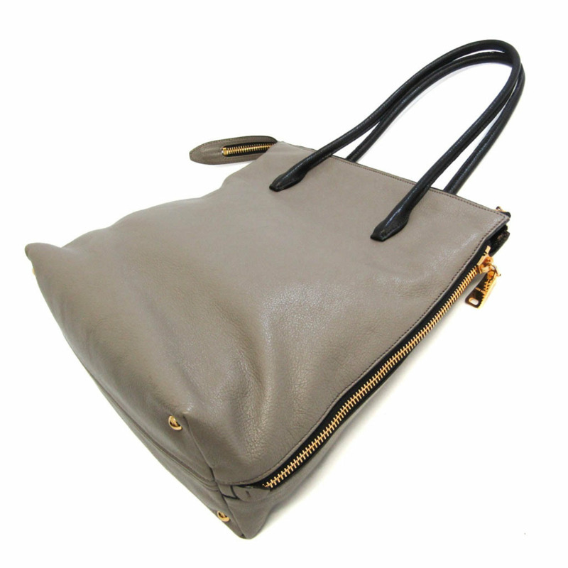 【日本直送】Miu Miu RR1893 女士皮革托特包黑色,淺灰色-1