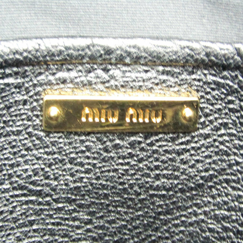 【日本直送】Miu Miu RR1893 女士皮革托特包黑色,淺灰色-8