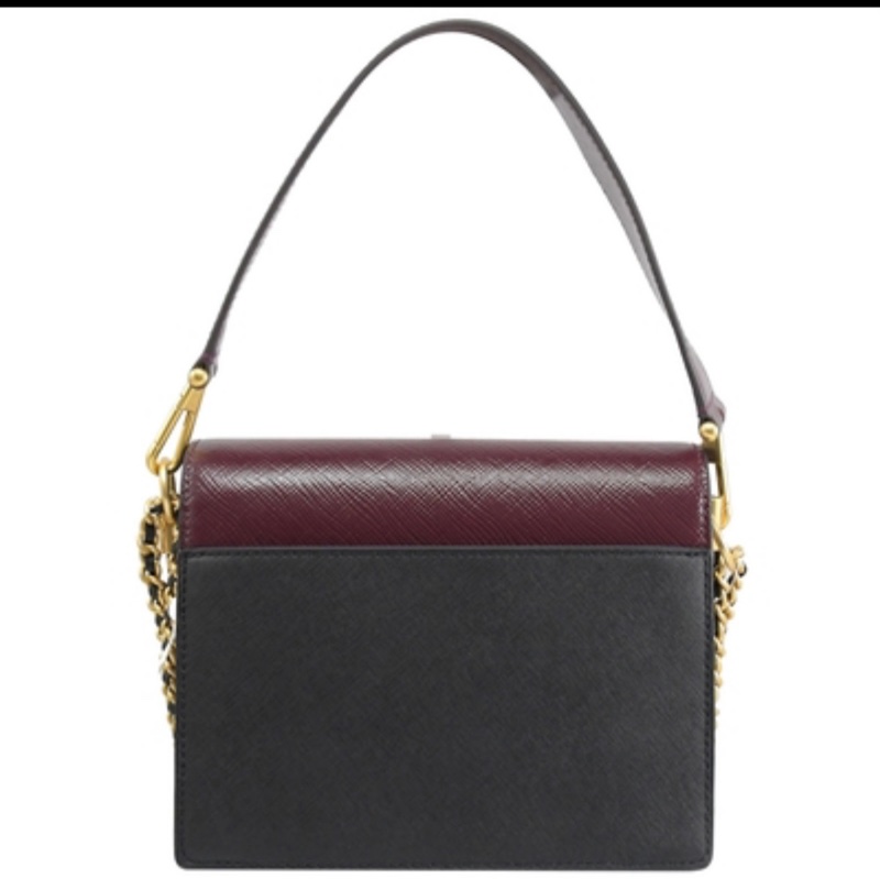 TORY BURCH ROBINSON 經典LOGO拼色兩用肩背/斜背包(酒紅黑)-2