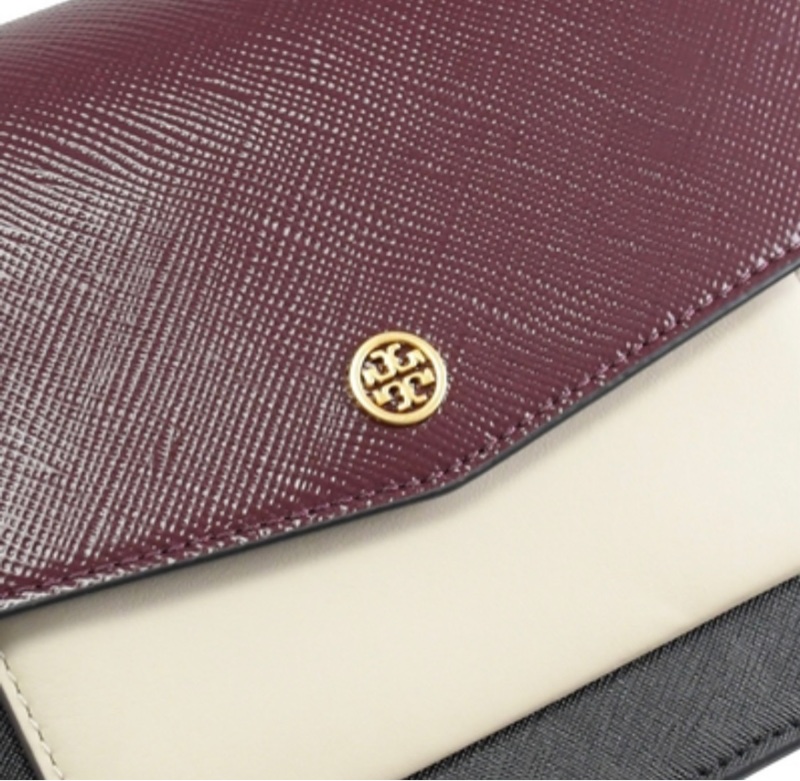 TORY BURCH ROBINSON 經典LOGO拼色兩用肩背/斜背包(酒紅黑)-4