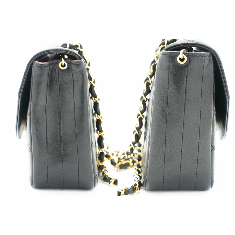 【日本直送】CHANEL 半月形鏈條單肩包黑色絎縫翻蓋小羊皮-4