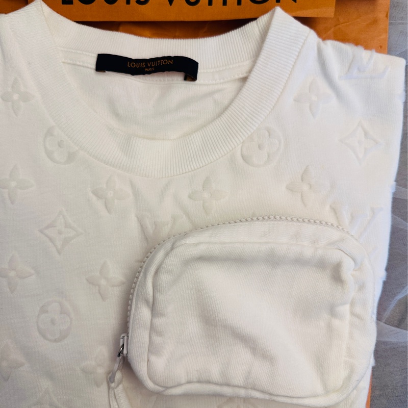 LV Monogram 魔術貼短袖T恤 白色T恤 近全新 二手-3