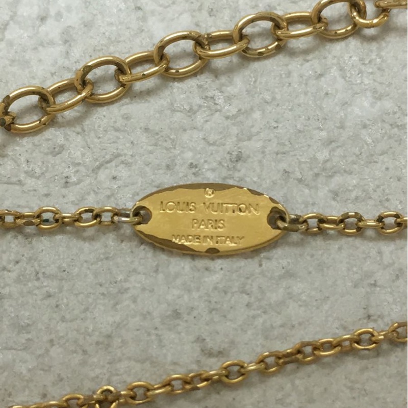 LOUIS VUITTON路易威登LV標誌字母立體雕刻圓形鏤空金色吊墜項鍊 項鏈-5