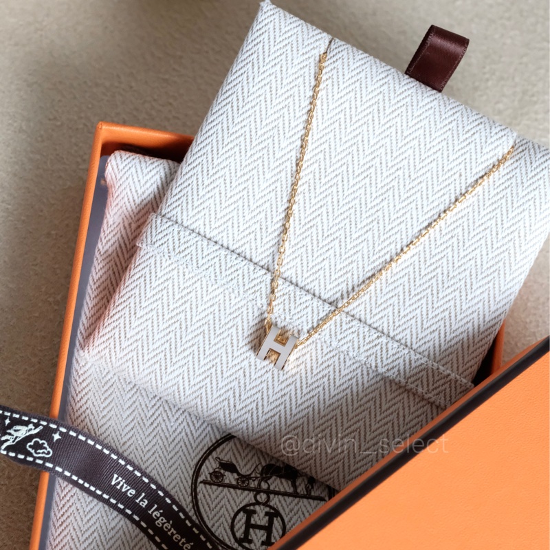 Hermès mini pop h necklace愛馬仕奶茶金項鍊-0