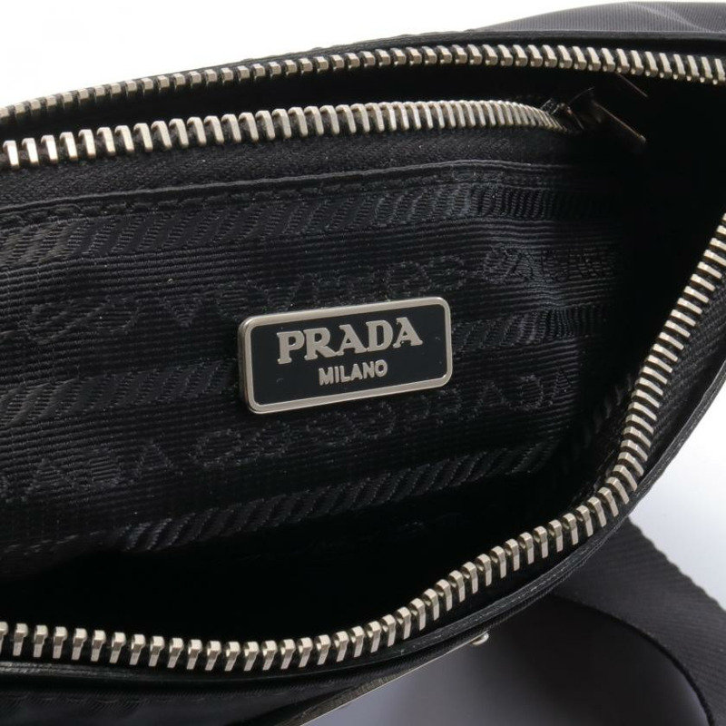 【日本直送】 中古PRADA[B]TESSUTO LIGHT 尼龍肩包 真皮 黑色-3