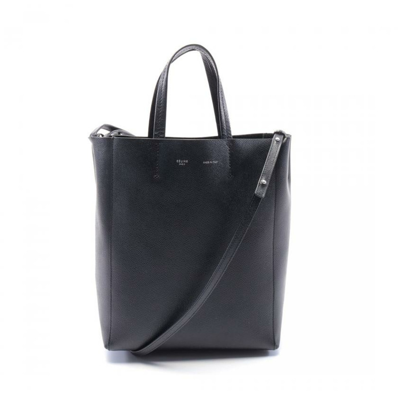 【日本直送】 中古CELINE[B]vertical Cabas 手提包 真皮托特包 黑色 兩用款-0