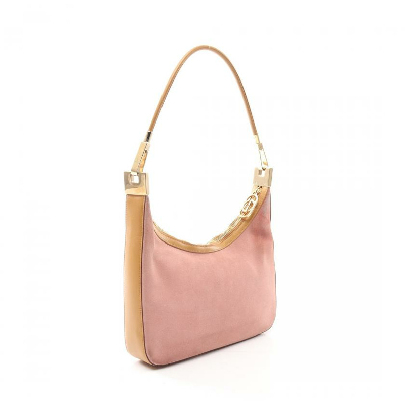 【日本直送】 中古GUCCI[B]GG帆布 單肩背包 絨面革 皮革 粉色 黃棕色-1