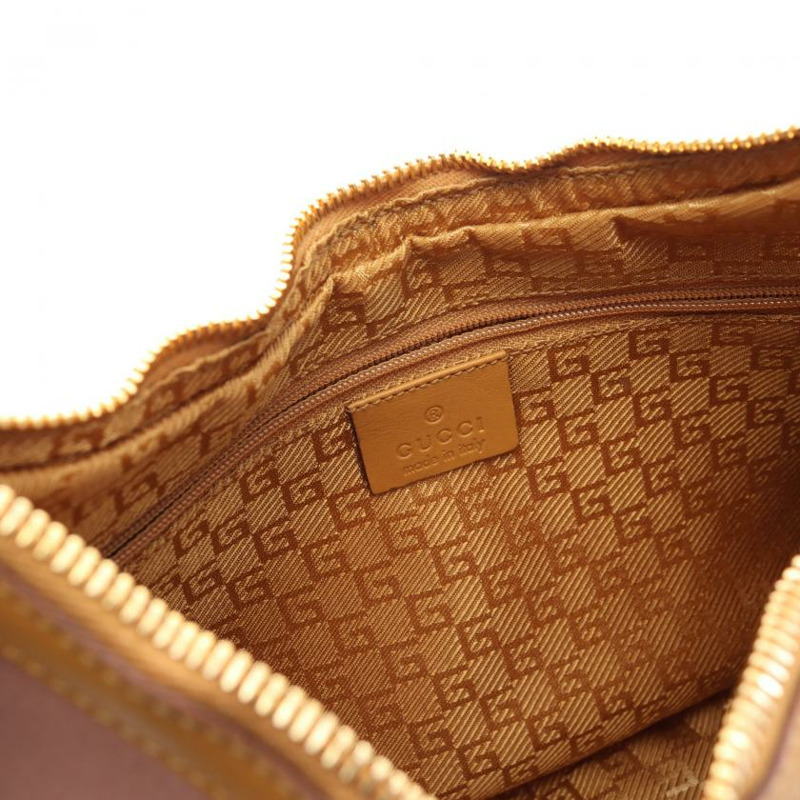 【日本直送】 中古GUCCI[B]GG帆布 單肩背包 絨面革 皮革 粉色 黃棕色-3