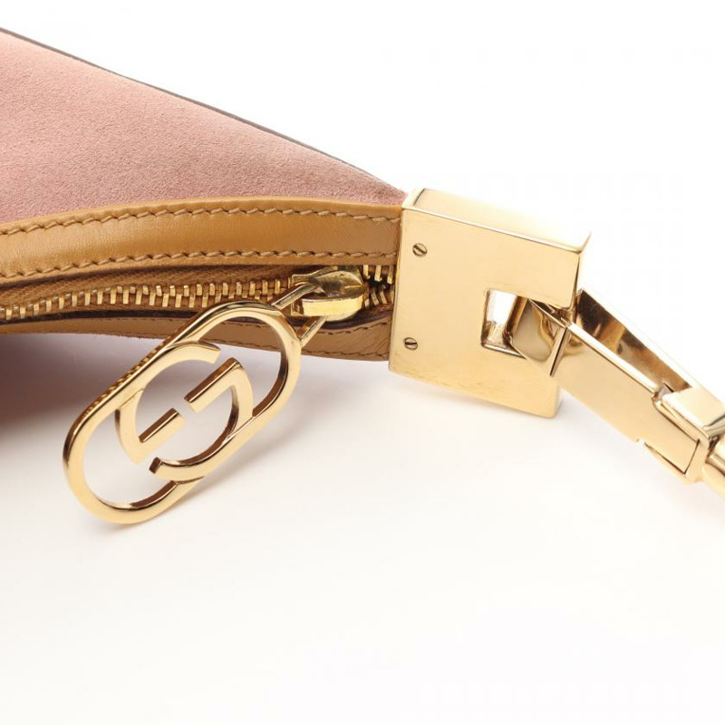 【日本直送】 中古GUCCI[B]GG帆布 單肩背包 絨面革 皮革 粉色 黃棕色-7