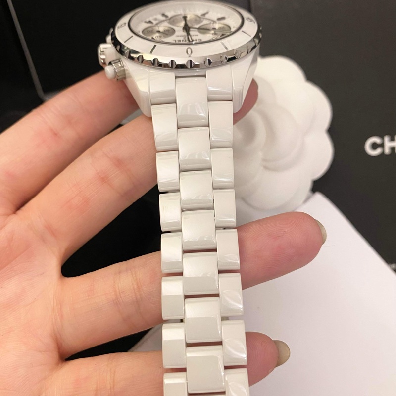 保證專櫃真品‼️配件齊全~附保固‼️95成新 41mm 三眼計時機械錶 Chanel 香奈兒 J12 陶瓷錶-10