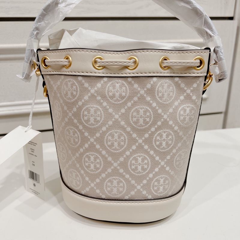 Tory Burch T monogram 米白 水桶包-7