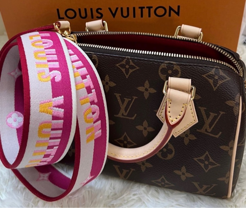 LV SPEEDY 20粉背帶-0