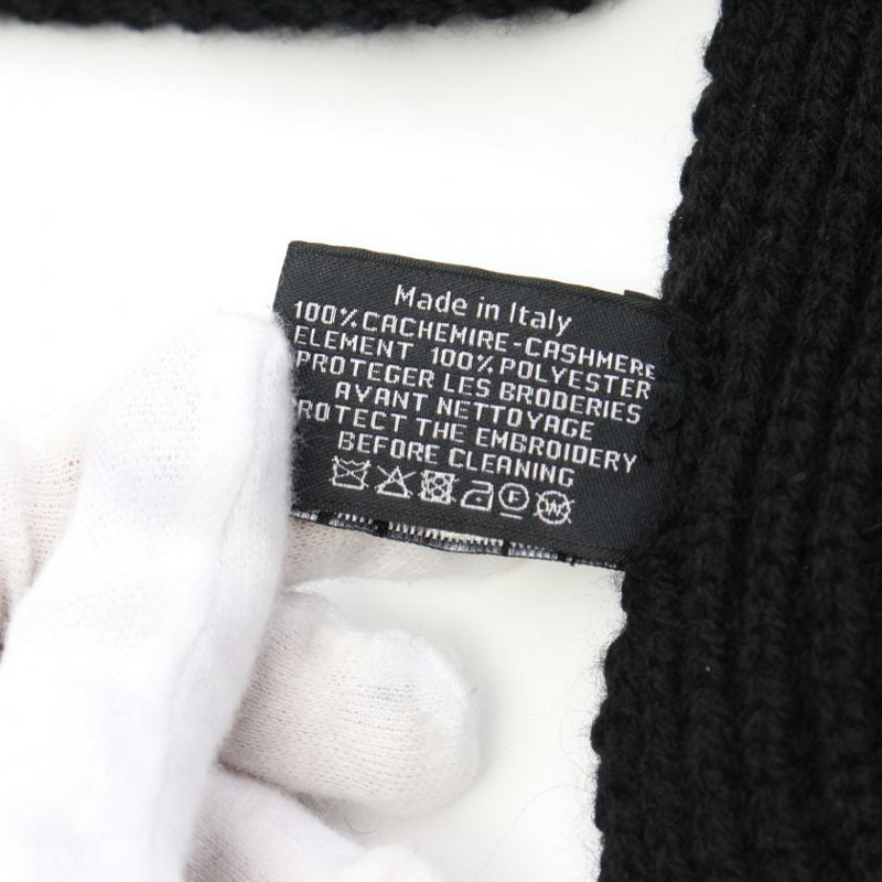 【日本直送】 中古CHANEL[A]圍巾 開司米羊絨 黑色 Logo刺繡 亮片-2