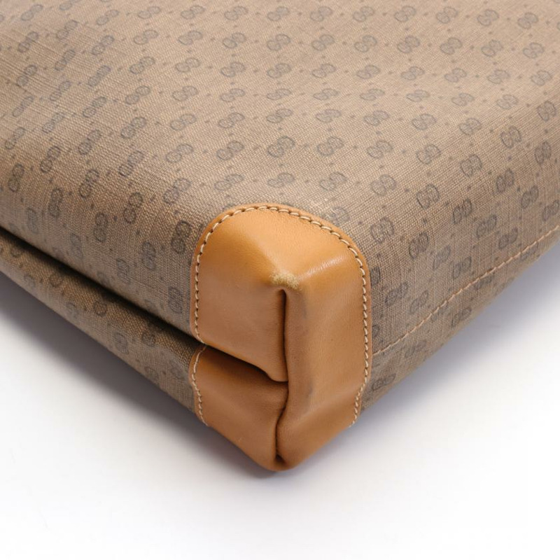 【日本直送】 中古GUCCI[B]Old Gucci Sherry line 手提包 托特包 PVC 真皮 米色 淺棕色 多彩色-4