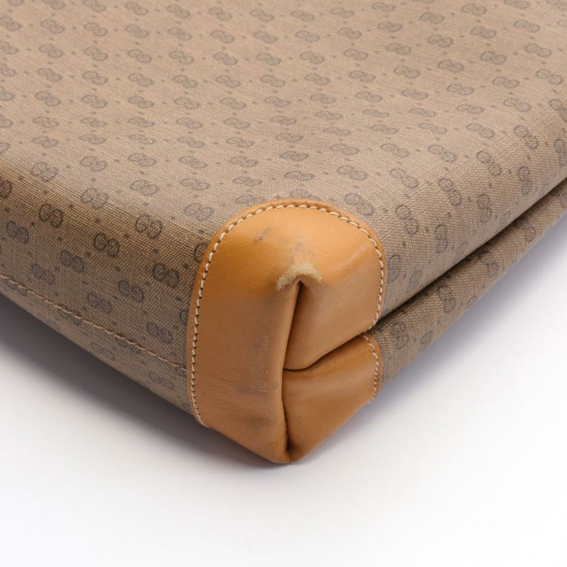 【日本直送】 中古GUCCI[B]Old Gucci Sherry line 手提包 托特包 PVC 真皮 米色 淺棕色 多彩色-5