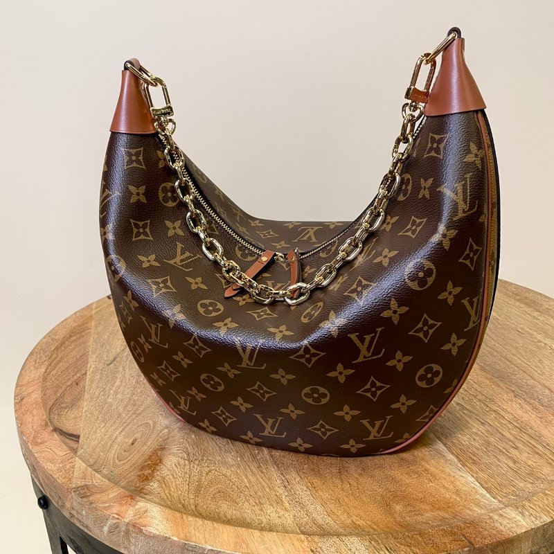 LOUIS VUITTON 老花紋LOOP HOBO 彎月包 斜背包 附小包 碗豆包-4