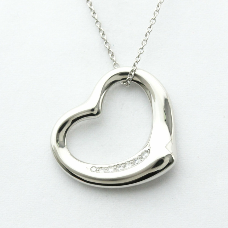 【日本直送】Tiffany Open Heart 鉑金鑽石男士女士時尚吊墜項鍊（銀色）-0