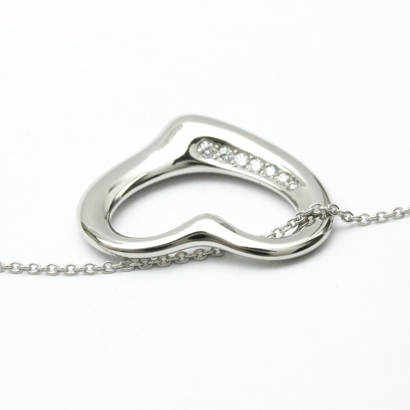 【日本直送】Tiffany Open Heart 鉑金鑽石男士女士時尚吊墜項鍊（銀色）-5