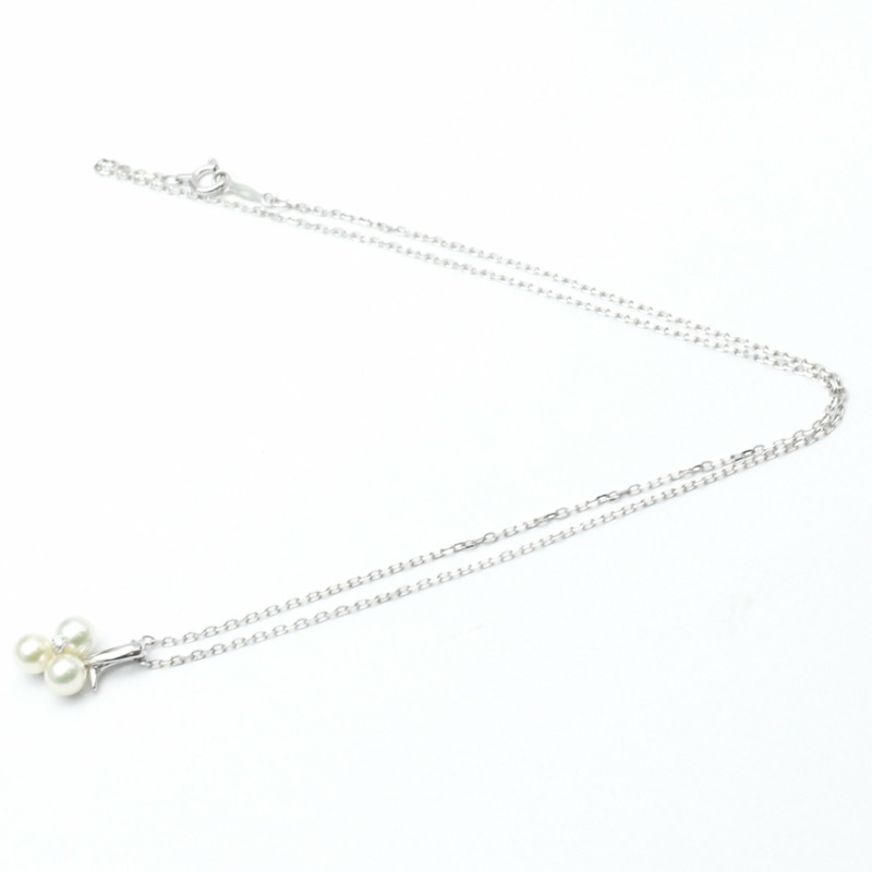 【日本直送】Mikimoto 珍珠項鍊 白金（18K）鑽石、珍珠男士、女士時尚吊墜項鍊（銀色）-8