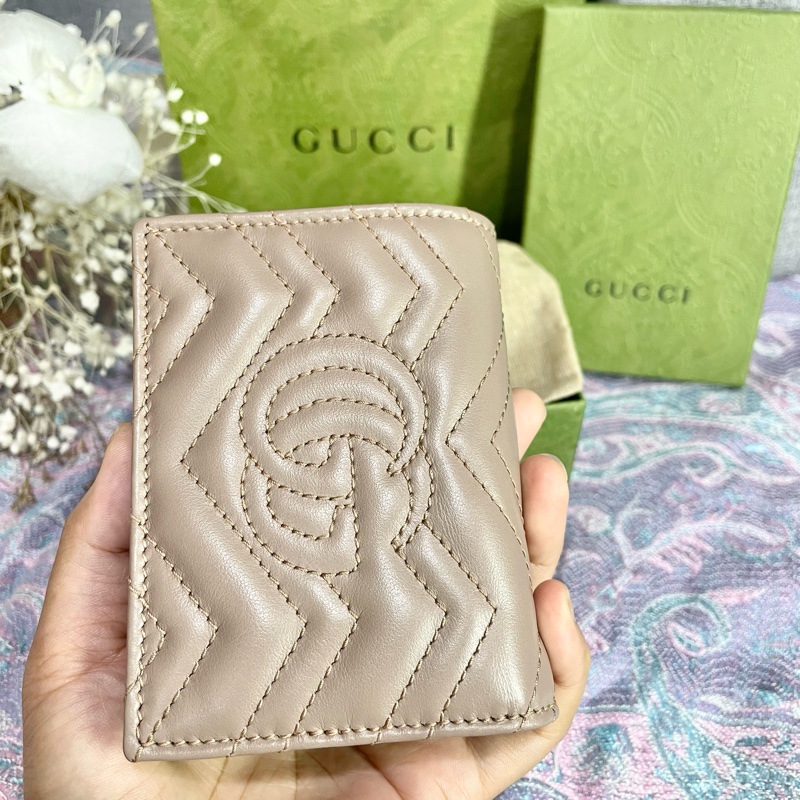 Gucci Marmont 牛皮卡片短夾-藕粉色-2