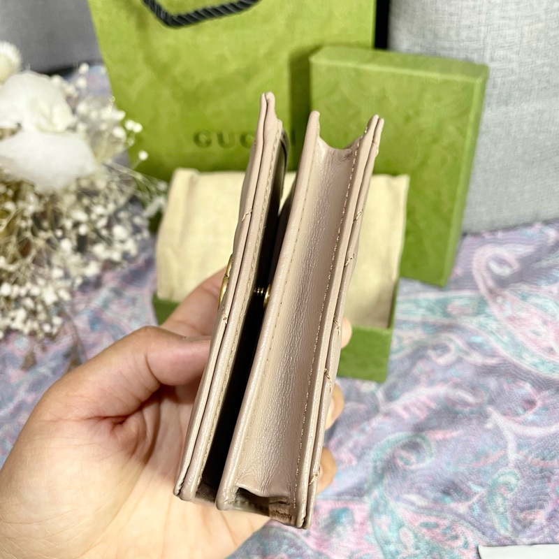 Gucci Marmont 牛皮卡片短夾-藕粉色-3