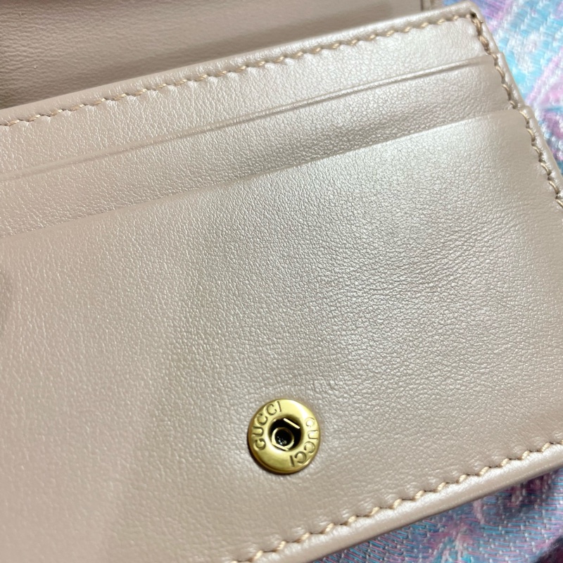 Gucci Marmont 牛皮卡片短夾-藕粉色-10