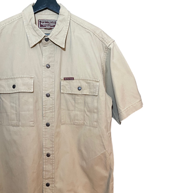 顛復古⚡️美國Marlboro口袋工裝短袖襯衫❤️古著男女皆可 F0511013-1