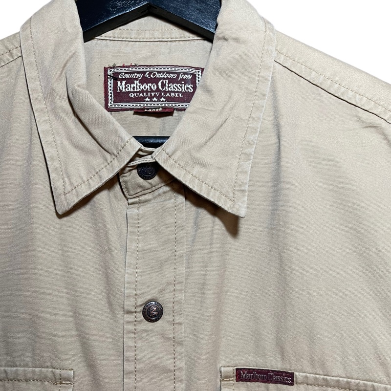顛復古⚡️美國Marlboro口袋工裝短袖襯衫❤️古著男女皆可 F0511013-2