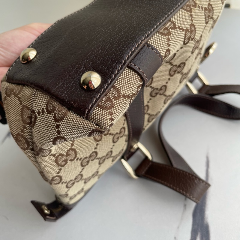 Gucci咖邊緹花肩背包-5