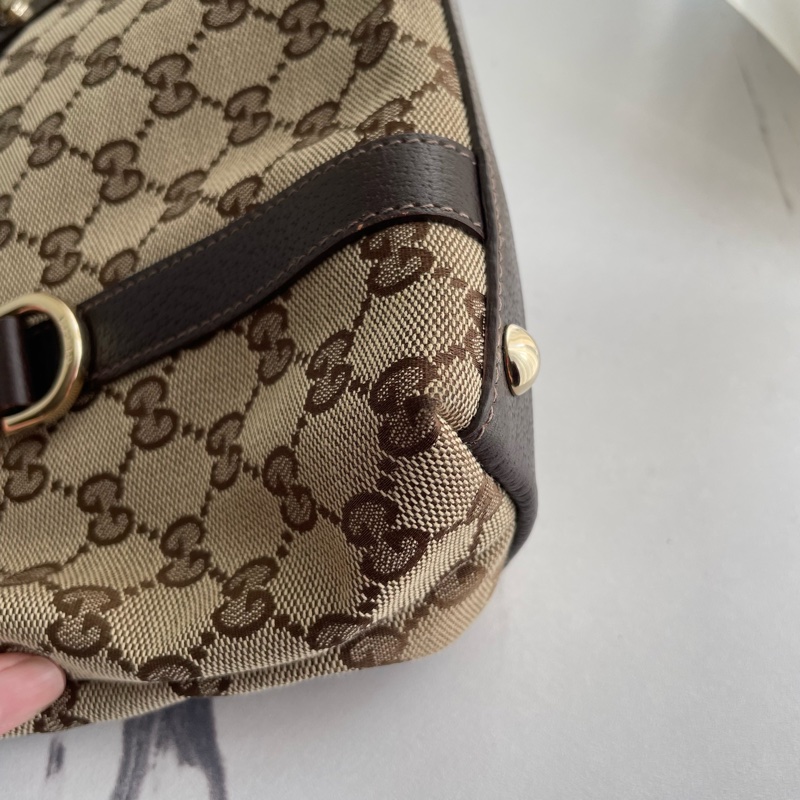 Gucci咖邊緹花肩背包-6