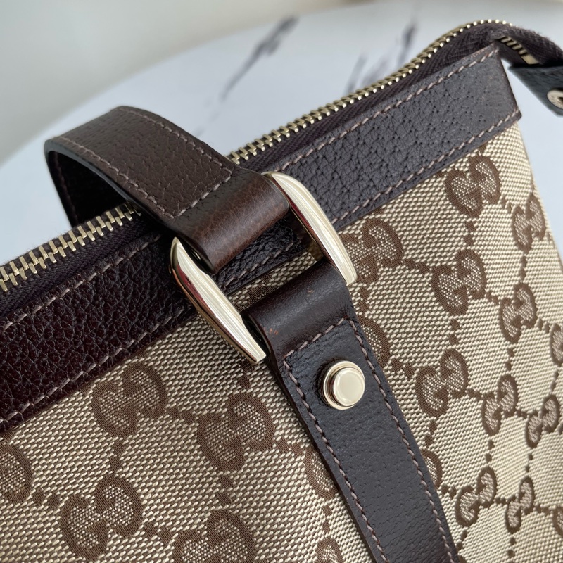 Gucci咖邊緹花肩背包-13