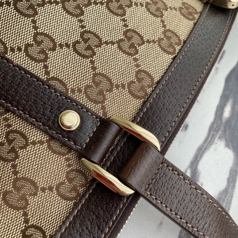 Gucci咖邊緹花肩背包-17