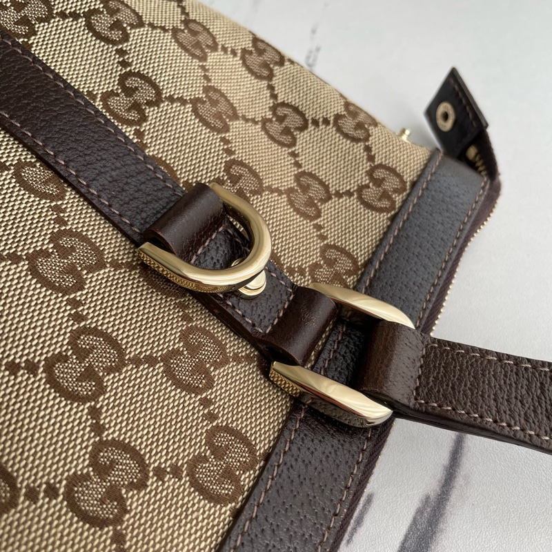 Gucci咖邊緹花肩背包-18