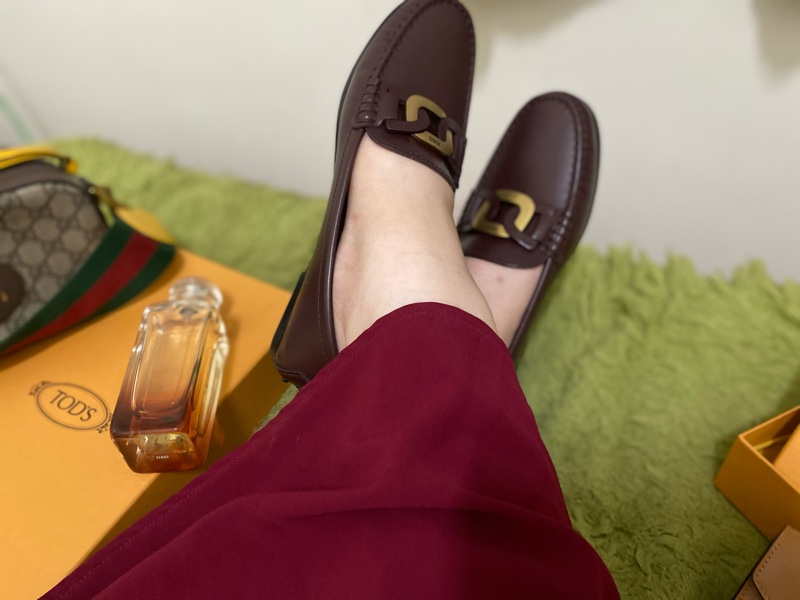 TOD’S Kate系列城市豆豆鞋-暗紅色-7