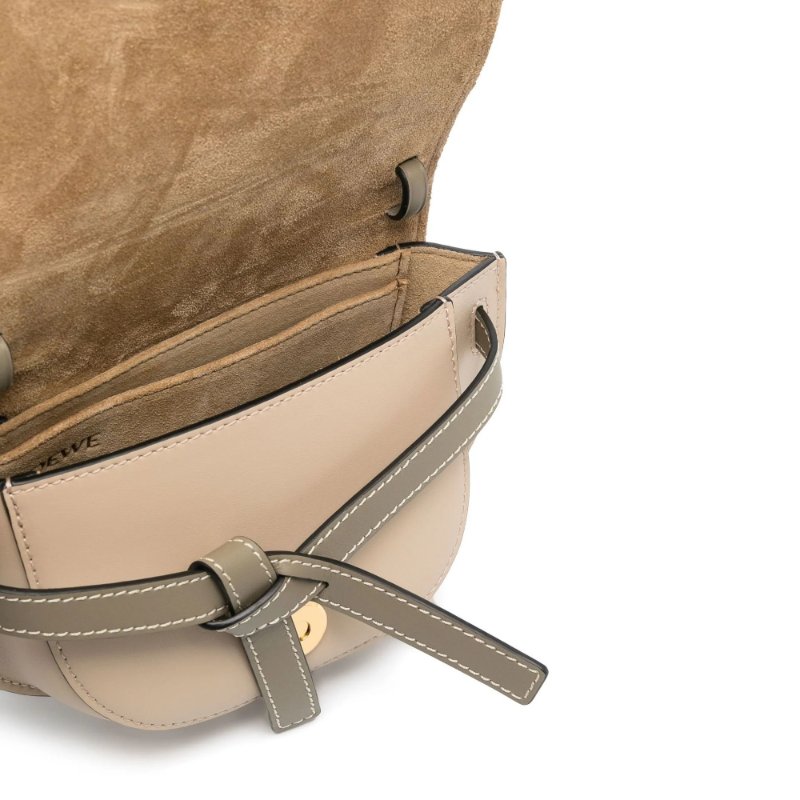 【LOEWE 羅威】Mini Gate 迷你 兩用 皮革 腰包 馬鞍包 肩背包 粘土綠色 灰褐色-2