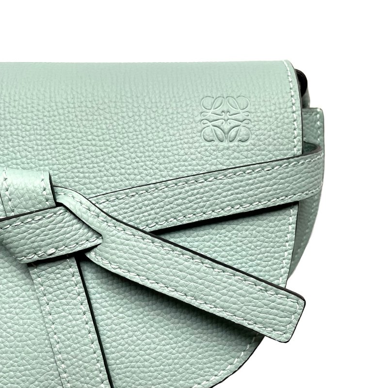 【LOEWE 羅威】Mini Gate 迷你 兩用 荔枝皮革 腰包 馬鞍包 肩背包 Aqua 水色-2