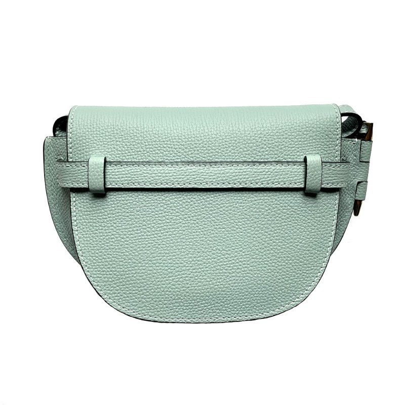 【LOEWE 羅威】Mini Gate 迷你 兩用 荔枝皮革 腰包 馬鞍包 肩背包 Aqua 水色-4