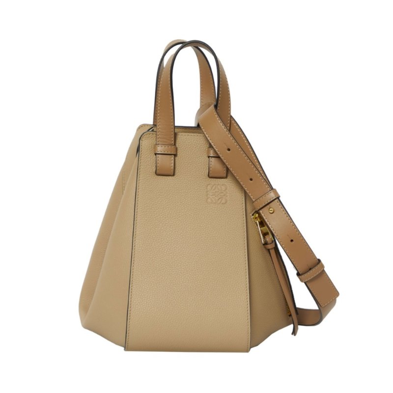 【LOEWE 羅威】Small Hammock 小號 柔軟粒面小牛皮 吊床包 肩背包 手提包 沙色-0