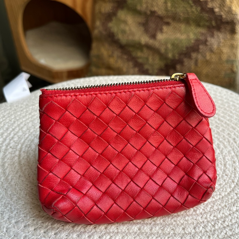 BV小羊皮紅色小零錢包-0