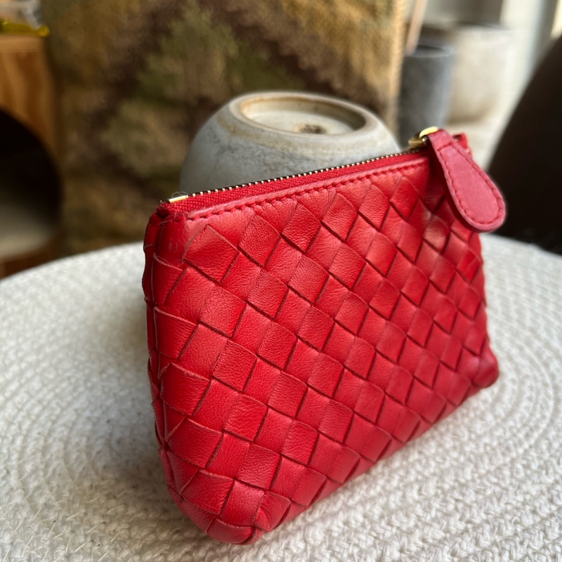 BV小羊皮紅色小零錢包-1