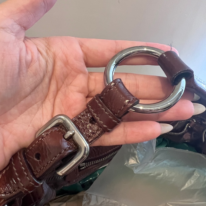 Prada 酒紅色肩背包-16