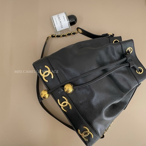 Chanel 6 Logo 荔枝皮金球水桶包